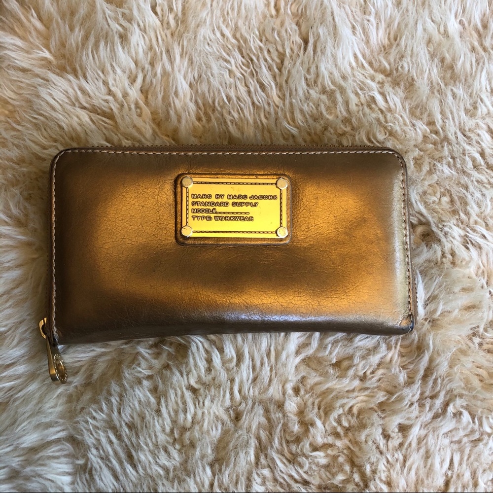 MARC by MARC JACOBS Gold Leather Large ZIP Wallet